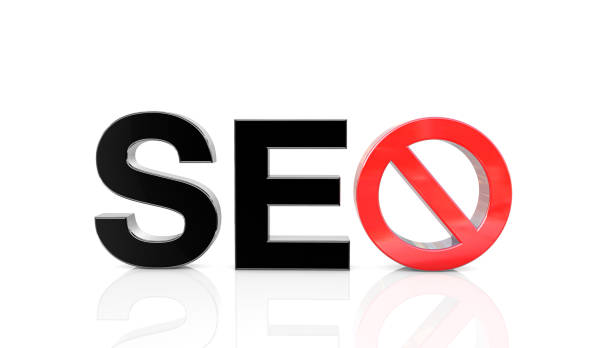 Negative SEO concept with the word "SEO" and a prohibition symbol.