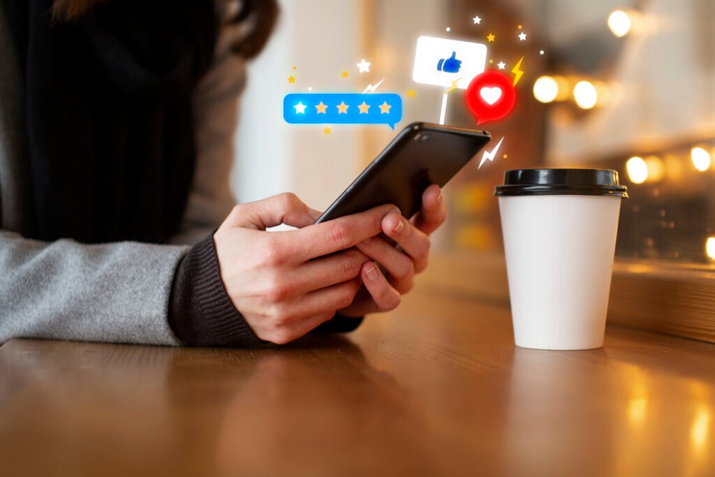 Small business owner managing local SEO reviews